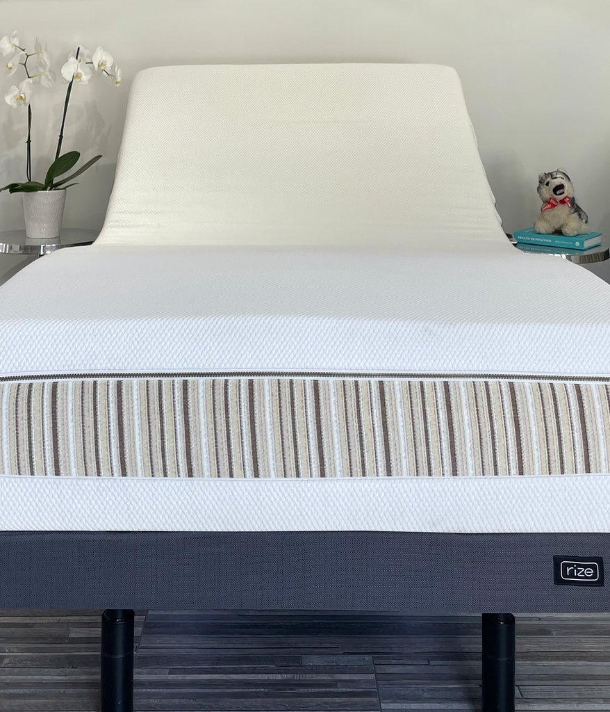 Venti double sided organic latex mattress shown on the Rize Adjustable Foundation 2.0