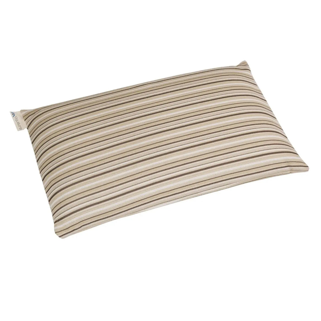 Comfort organic foam pillow with GOTS certified organic cotton Zebrano brown striper cover